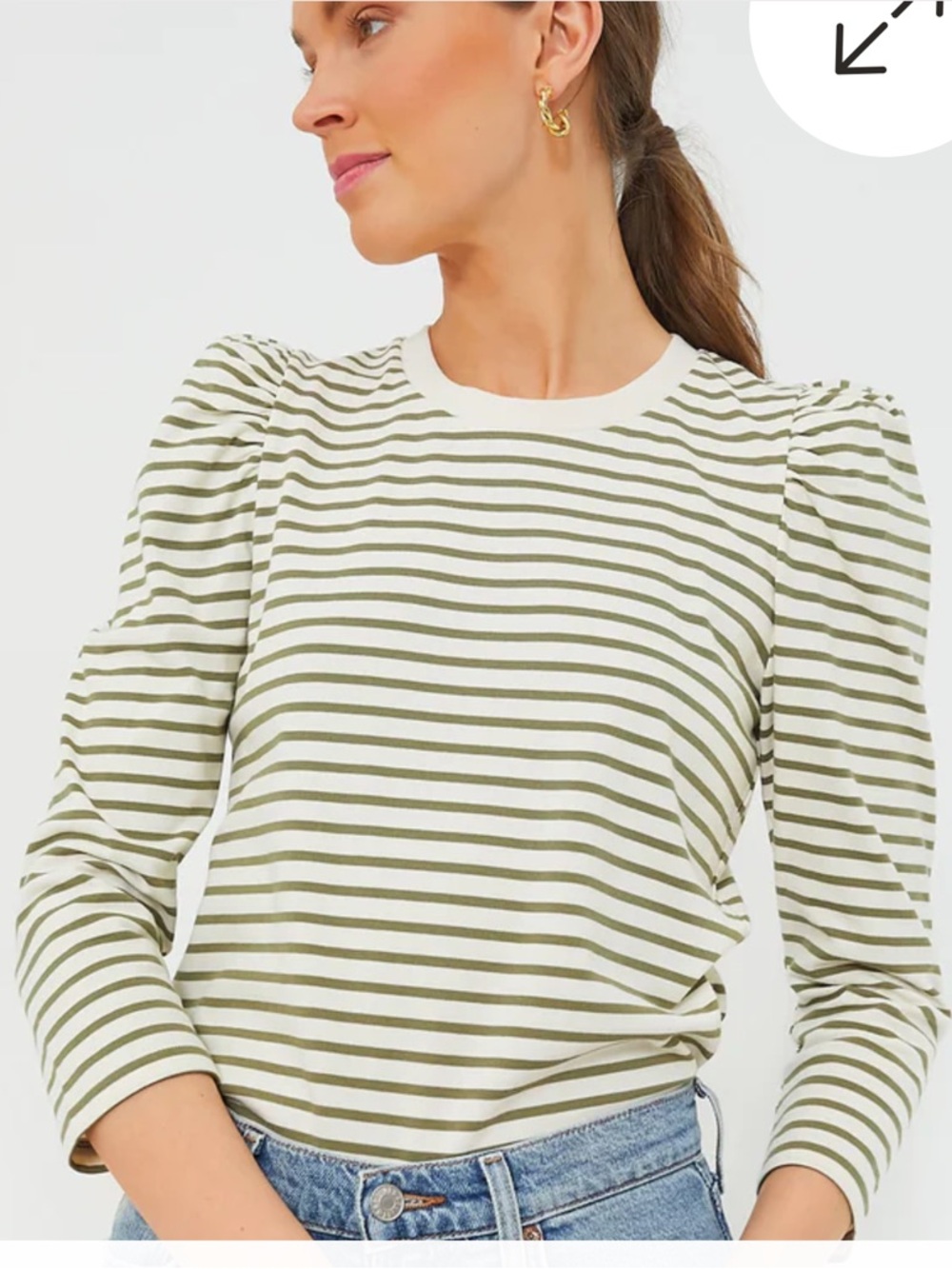 POMANDER PLACE xTuckernuck Olive Striped Vesty Long Sleeve Crewneck Size M